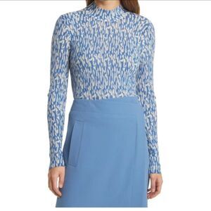 HUGO BOSS Frag Mock Neck Virgin Wool Sweater In Mountain Blue Fantasy